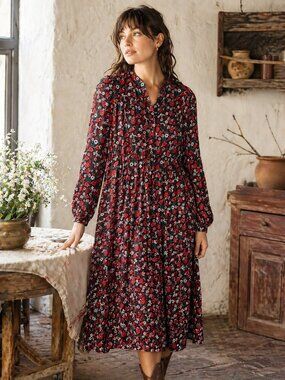 Les Coyotes de Paris Cottagecore Long Floral Prairie Dress Long Sleeved Size XS